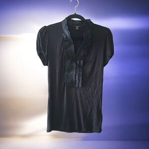 Jacob Black Ruffled Neckline Top